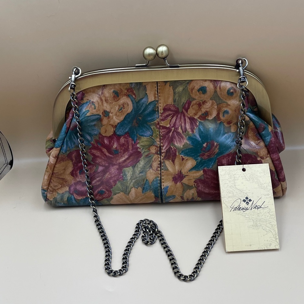 Patricia Nash Fresco Bouquet Removable Chain Clutch Kisslock Patricia Nash